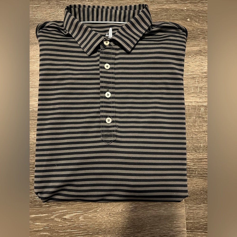 Jonnie-O Polo Shirt Men XLarge Blue Striped Golf Athletic Sports Button Up